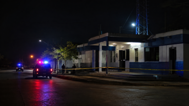Instalaciones de seguridad acordonadas durante una investigación nocturna